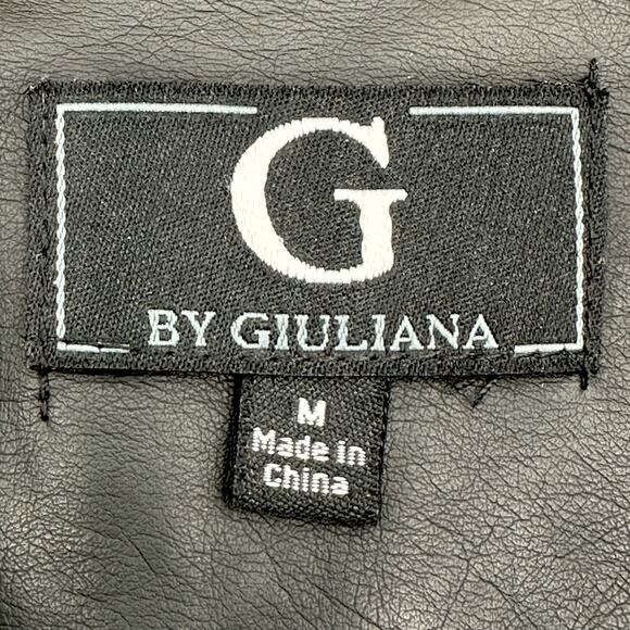 G by Giuliana | Medium | Black Vegan Leather Floral Embroidered Moto Jacket - Picture 3 of 9